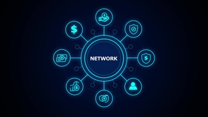 network ,Business, technology, internet and networking concept ,blockchain business concept ,decentralized financial system ,blue and binary background. - Powered by Adobe