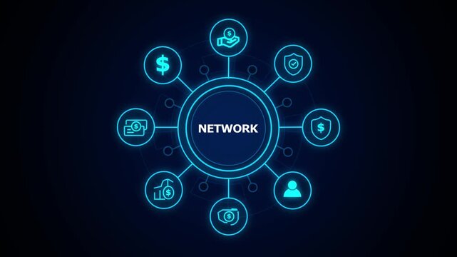 network ,Business, technology, internet and networking concept ,blockchain business concept ,decentralized financial system ,blue and binary background. - Powered by Adobe