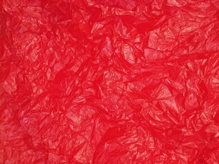 Abstrack red crumpled plastic bag texure background 