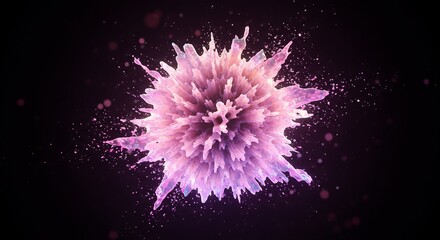 [Abstract Pink Crystal Explosion on Black Background]