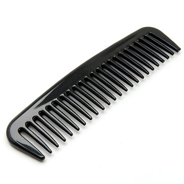 Sleek black comb with fine, evenly spaced teeth, simple design.