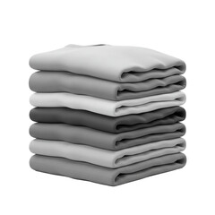 A neatly arranged stack of folded clothing in varying shades of gray presents a simple yet sophisticated visual.