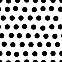 black and white polka dots irregular seamless pattern