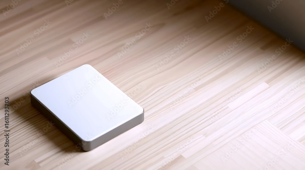 Aufkleber white rectangular soap bar on smooth light wooden surface with subtle texture for bath product ads
