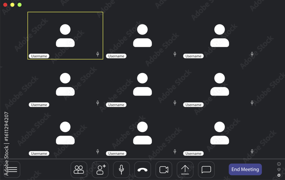 Poster multiple users connected in an online meeting format