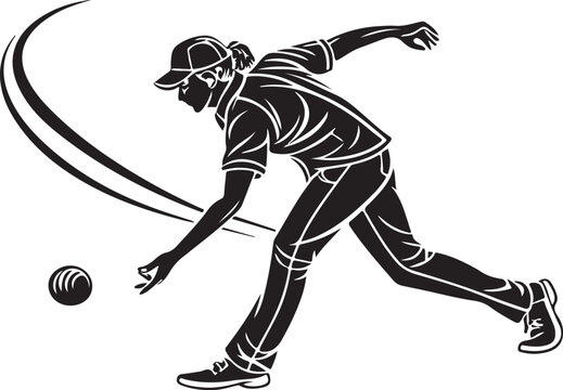 Woman in action throwing a ball silhouetted in dynamic vector illustration