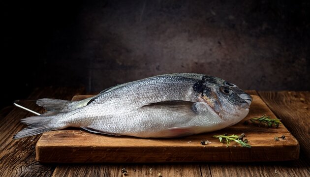 cooking fresh fish on a vintage chopping board