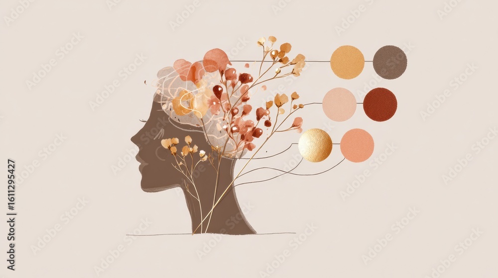 Poster mind-map illustration of learning goals depicted in warm tones with a clean design emphasizing growt