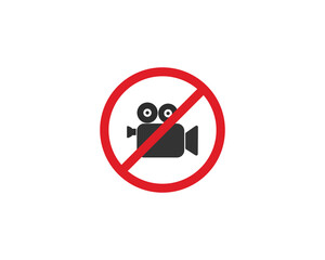 Video camera is prohibited. Video not allowed zone. No camcorder sign isolated on white background.