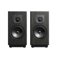 Fototapeta premium Dark-wood, two-speaker audio system