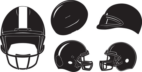 Black and White Football Helmet Vector Graphic Illustration
