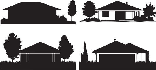 House Silhouette Vector Set: Home, Building, Architecture Design