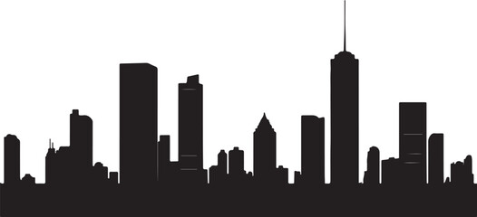 City Skyline Silhouette Black and White Vector Illustration
