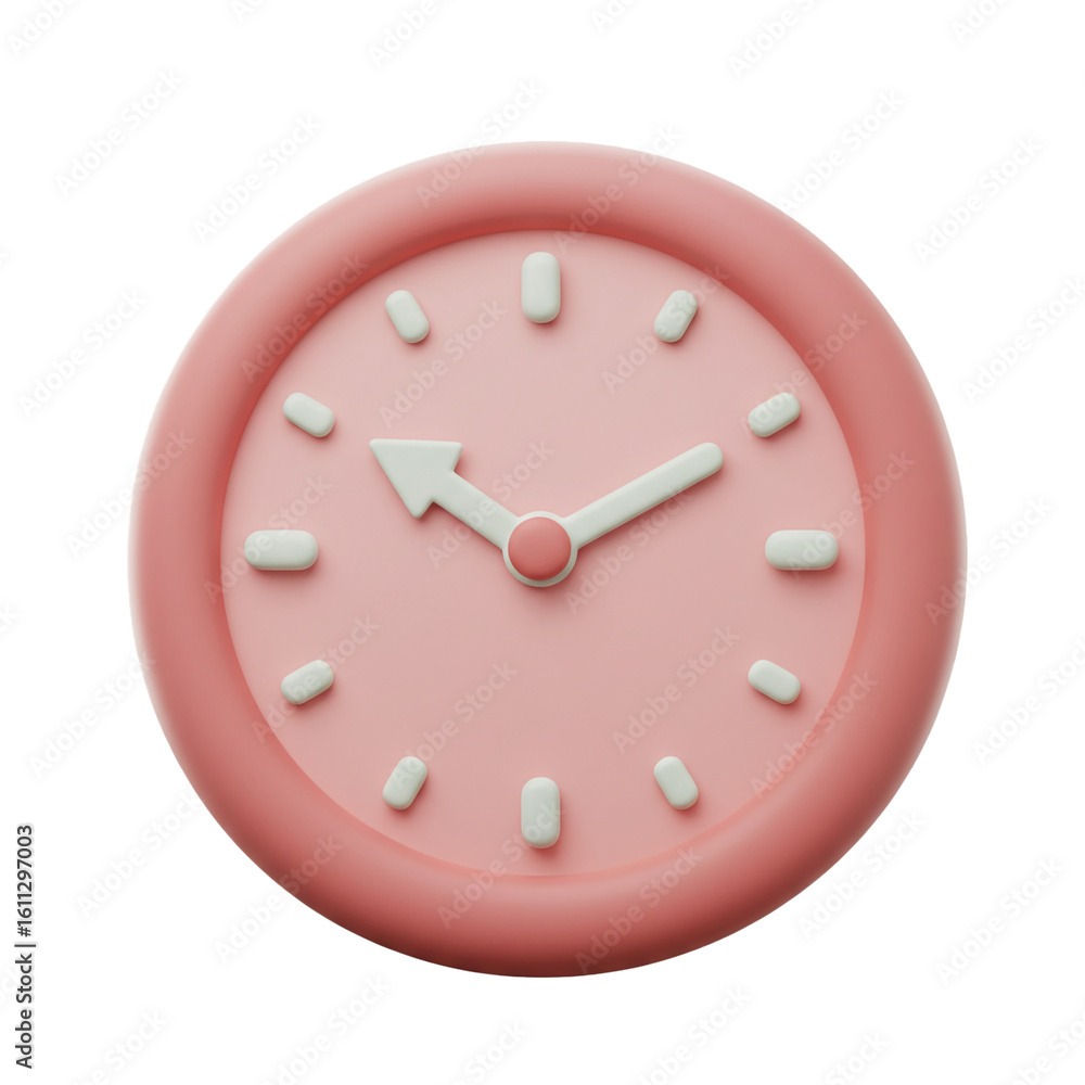 Poster a charming pastel-colored clock displays the time with soft shadows and a smooth rounded design perf