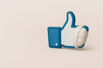 Like badge with bandaged fingers. Space for text.