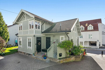 Modern luxury villa exterior in minimal scandinavian style, 3d render