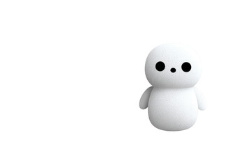 Fototapeta premium Cute and Simple White Character with Round Face and Black Eyes on a Transparent Background for Creative Projects