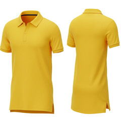 A vibrant yellow polo shirt featuring a classic design with short sleeves and a collared neckline perfect for casual wear.