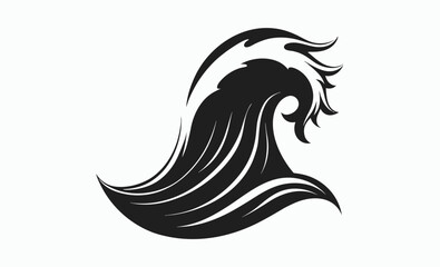 Ocean wave silhouette, sea splash icon, water surf shape, vector illustration of a sea waves 