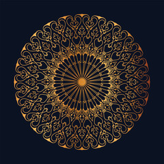 Ornamental mandala with golden color arabesque floral pattern islamic east style for coloring book interior.