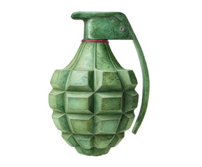 Fototapeta premium Realistic Green Hand Grenade with Detailed Texture and Authentic Design for Military and Tactical Illustrations or Graphics