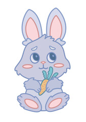 Adorable gray bunny with carrot