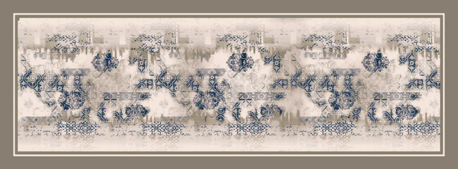 digital silk scarf design with seamless textile pattern