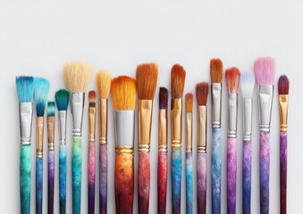 Fototapeta premium Colorful paintbrushes in a row
