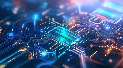Fototapeta premium Futuristic Microchip and Circuit Board Technology