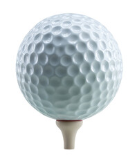 Close-Up Image of a Single Golf Ball on a Tee Highlighting Textured Surface and Bright Appearance