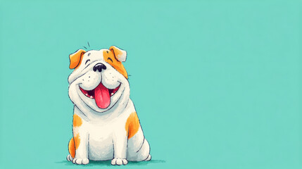 Seamless Bulldog, A cartoon bulldog sitting playfully with its tongue out.