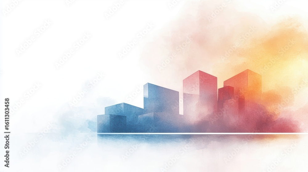 Aufkleber abstract cityscape with soft colors and gradient effects in a minimalist style