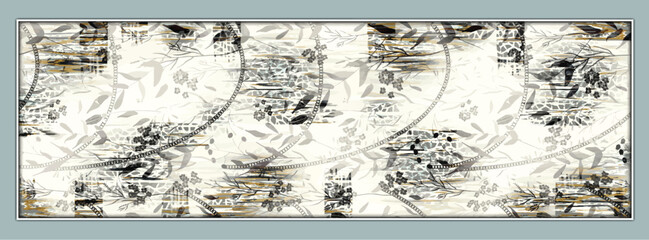 digital silk scarf design with seamless textile pattern