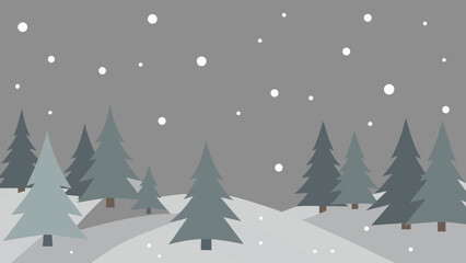 Obraz premium Winter snow-covered forest landscape with pine trees, perfect for a cold December holiday celebration card design