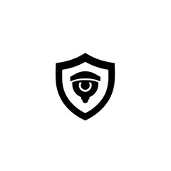 Shield with CCTV camera icon representing surveillance security and privacy protection design