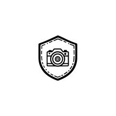 Shield camera icon representing surveillance privacy protection and digital security concept

