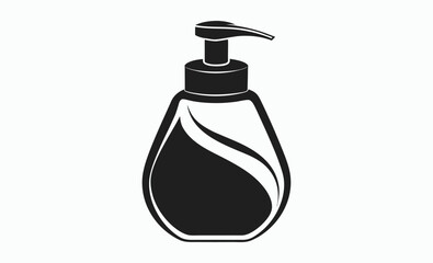 Soap bottle silhouette, pump dispenser icon, hygiene container shape, body wash bottle silhouette vector illustration 