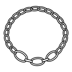 Detailed line art illustration of a bracelet with interconnected chain links isolated on white background