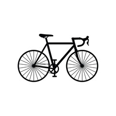 Fototapeta premium Classic black road bicycle silhouette on a white background