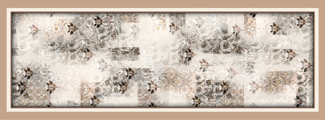 digital silk scarf design with seamless textile pattern