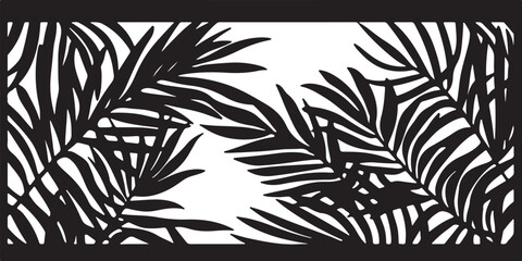 Black & White Tropical Palm Leaf Pattern Silhouette Design Art