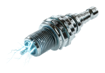Electric spark plug action workshop industrial environment. Isolated on transparent background, png.