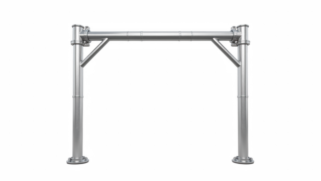 Sturdy metal frame structure designed for various applications, showcasing industrial strength and durability. Ideal for construction or support