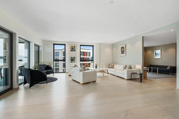 Modern luxury apartment interior in minimal scandinavian style, 3d rendering