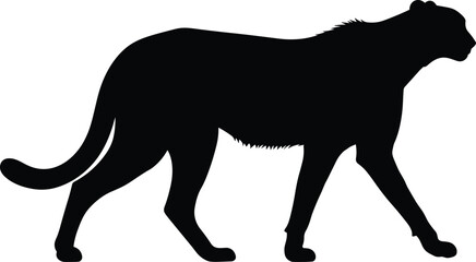 Silhouette of cheetah in full sprint, wild feline motion, speed and grace illustration, nature predator vector, dynamic wildlife concept artwork