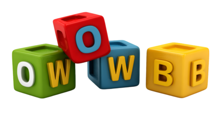 Colorful Plastic Letter Blocks Red Green Blue and Yellow Cubes.