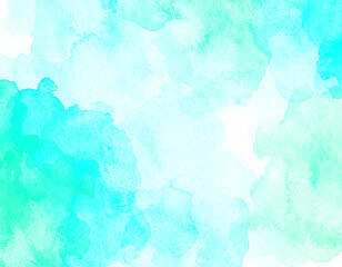 Soft watercolor painting of delicate leaves in pastel shades of blue, purple, pink, yellow, and green. Gentle color blending creates a dreamy, flowing composition. The golden outlines add elegance