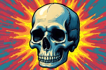 pop art colorful skull childish style background illustration