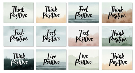 Collection of twelve positive affirmation cards with nature backgrounds