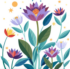 night queen  background with flowers